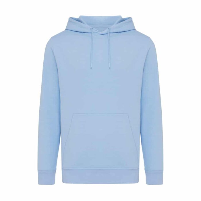 Sweatshirts unisexes durables couleur sky blue en 30% recyclé et 70% organiquede la marque iqoniq