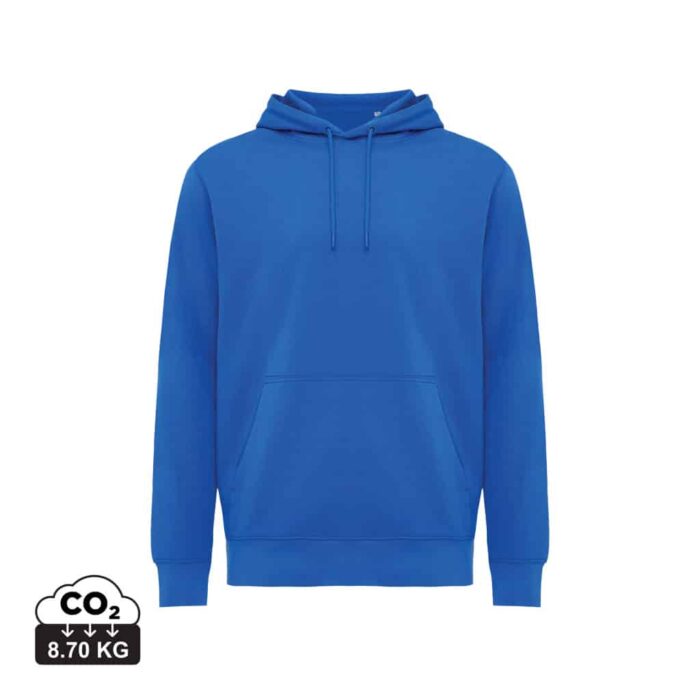 Sweatshirts unisexes durables couleur bleu royal en 30% recyclé et 70% organiquede la marque iqoniq