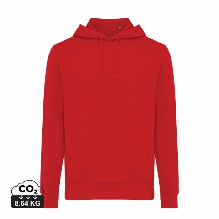 Sweatshirts unisexes durables couleur rouge en 30% recyclé et 70% organiquede la marque iqoniq