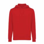 Sweatshirts unisexes durables couleur rouge en 30% recyclé et 70% organiquede la marque iqoniq