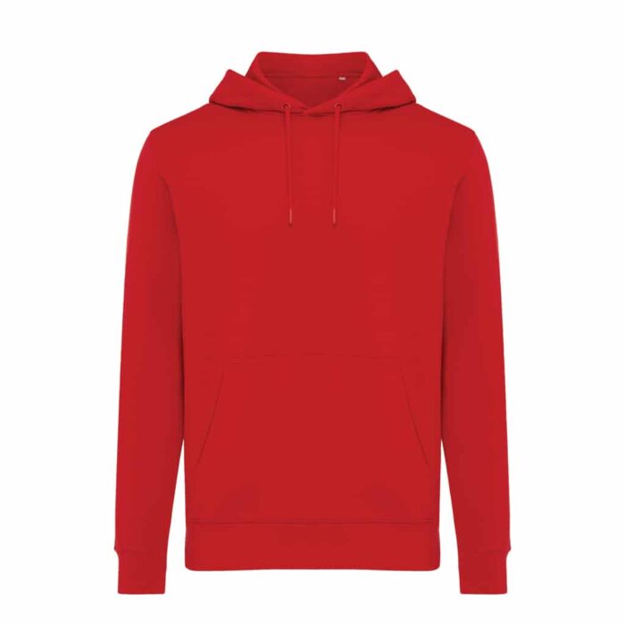 Sweatshirts unisexes durables couleur rouge en 30% recyclé et 70% organiquede la marque iqoniq