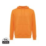 Sweatshirts unisexes durables couleur orange en 30% recyclé et 70% organiquede la marque iqoniq