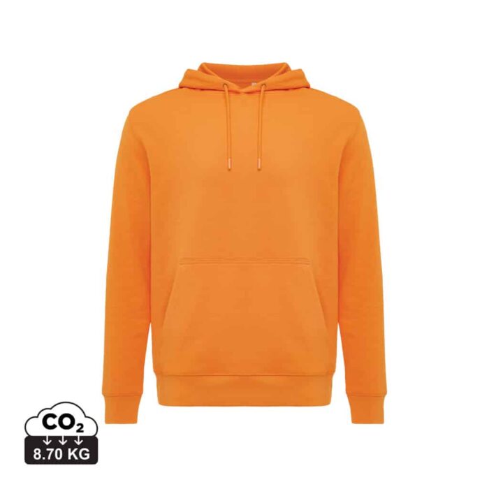 Sweatshirts unisexes durables couleur orange en 30% recyclé et 70% organiquede la marque iqoniq