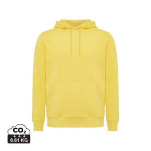 Sweatshirts unisexes durables couleur jaune en 30% recyclé et 70% organiquede la marque iqoniq