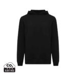 Sweatshirts unisexes durables couleur noir en 30% recyclé et 70% organiquede la marque iqoniq