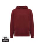 Sweatshirts unisexes durables couleur rouge bordeaux en 30% recyclé et 70% organiquede la marque iqoniq