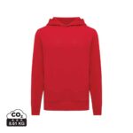 Sweatshirts unisexes durables couleur rouge en 30% recyclé et 70% organiquede la marque iqoniq