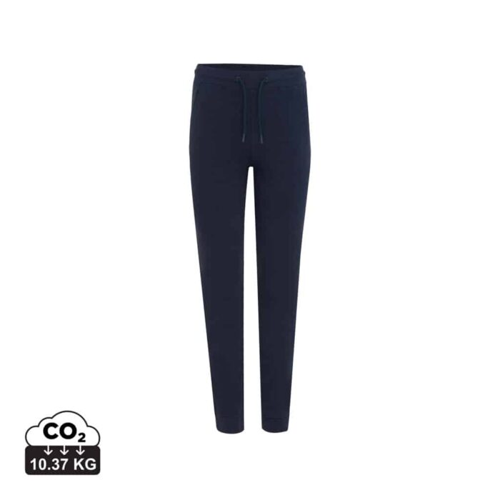 Pantalons unisexes durables couleur bleu marine en 50% recyclé et 50% organiquede la marque iqoniq