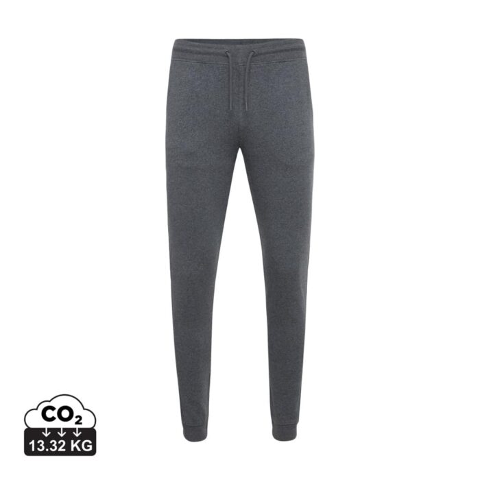 Pantalons unisexes durables couleur heather anthracite en 50% recyclé et 50% organiquede la marque iqoniq