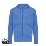 Sweatshirts unisexes durables couleur heather blue en 50% recyclé et 50% organiquede la marque iqoniq