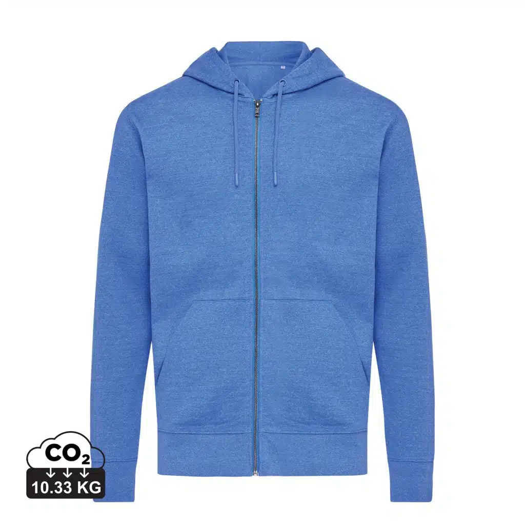 sweatshirts_unisexes_durables_iqoniq_50%_recyclé_et_50%_organique_heather_blue IQONIQ Abisko recycled cotton zip through hoodie - Image 1
