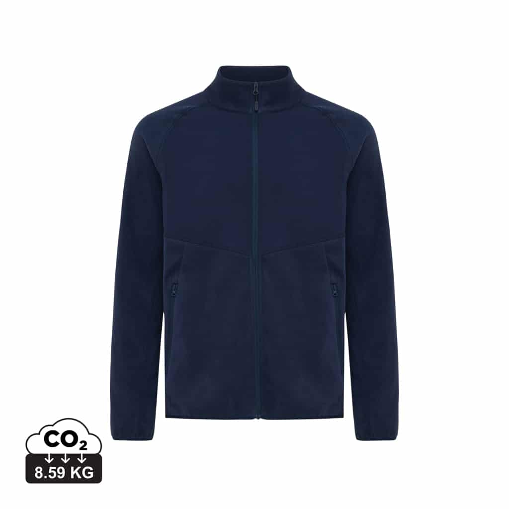 vestes_polaires_unisexes_durables_iqoniq_100%_polyester_recyclé_bleu_marine Vestes polaires unisexes durables couleur bleu marine en 100% polyester recycléde la marque iqoniq