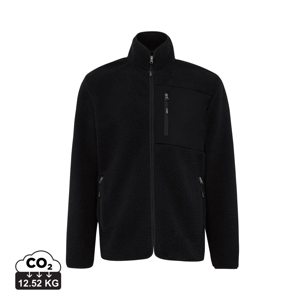 vestes_polaires_unisexes_durables_iqoniq_100%_polyester_recyclé_noir Vestes polaires unisexes durables couleur noir en 100% polyester recycléde la marque iqoniq
