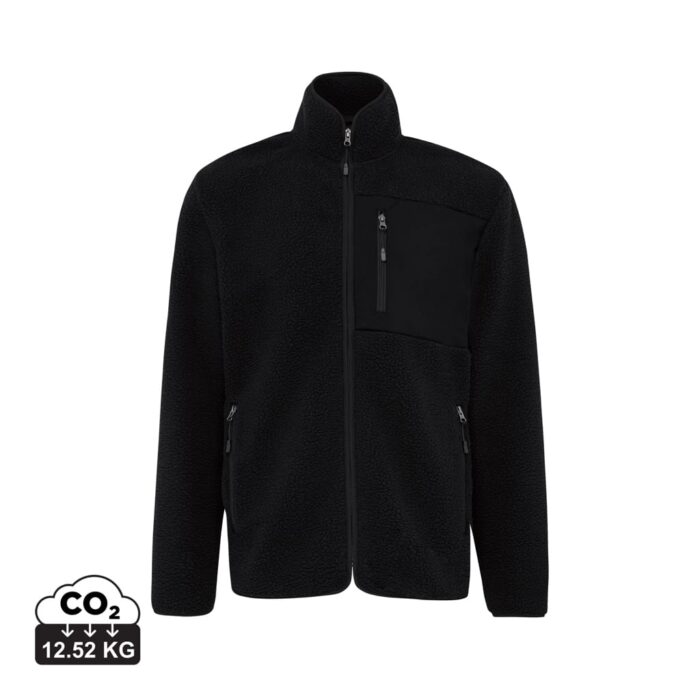 Vestes polaires unisexes durables couleur noir en 100% polyester recycléde la marque iqoniq