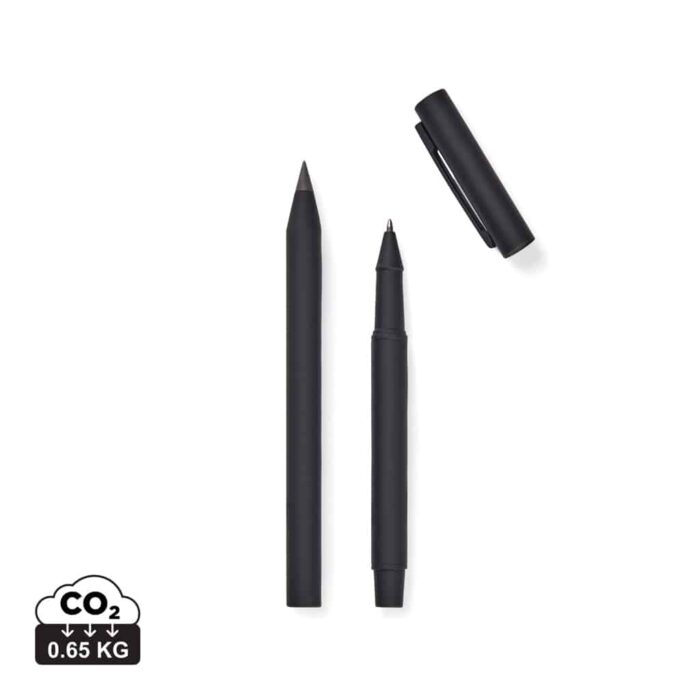 Set stylos  couleur noir en Aluminium recyclé