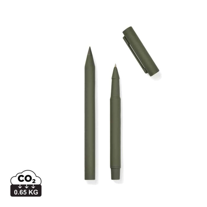 Set stylos  couleur vert en Aluminium recyclé