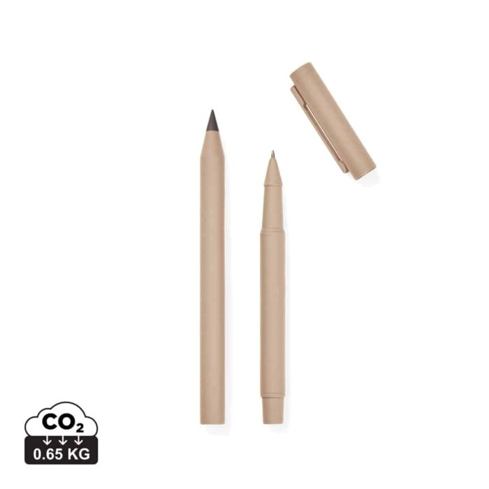 Set stylos  couleur greige en Aluminium recyclé