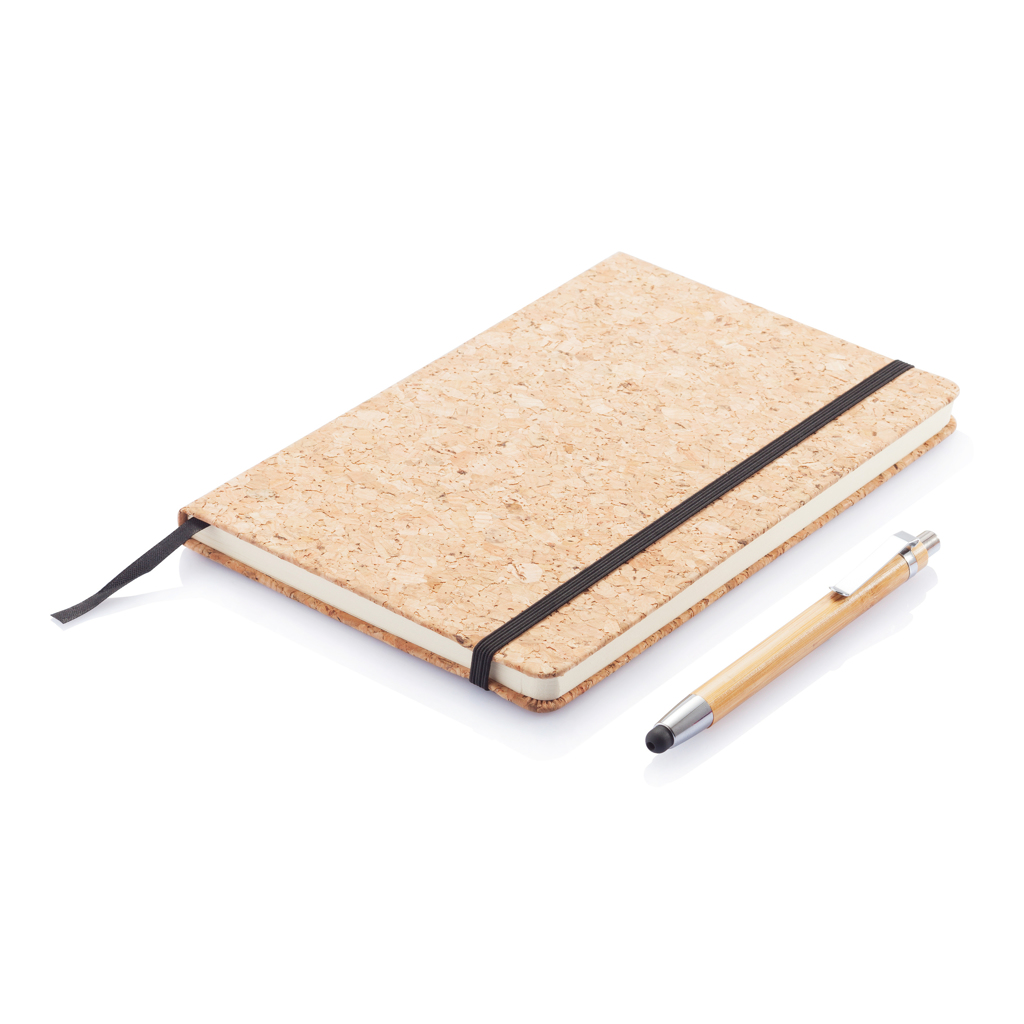 p773.779__b_2 Carnet de notes en liège avec stylo en bambou A5 – Image 3