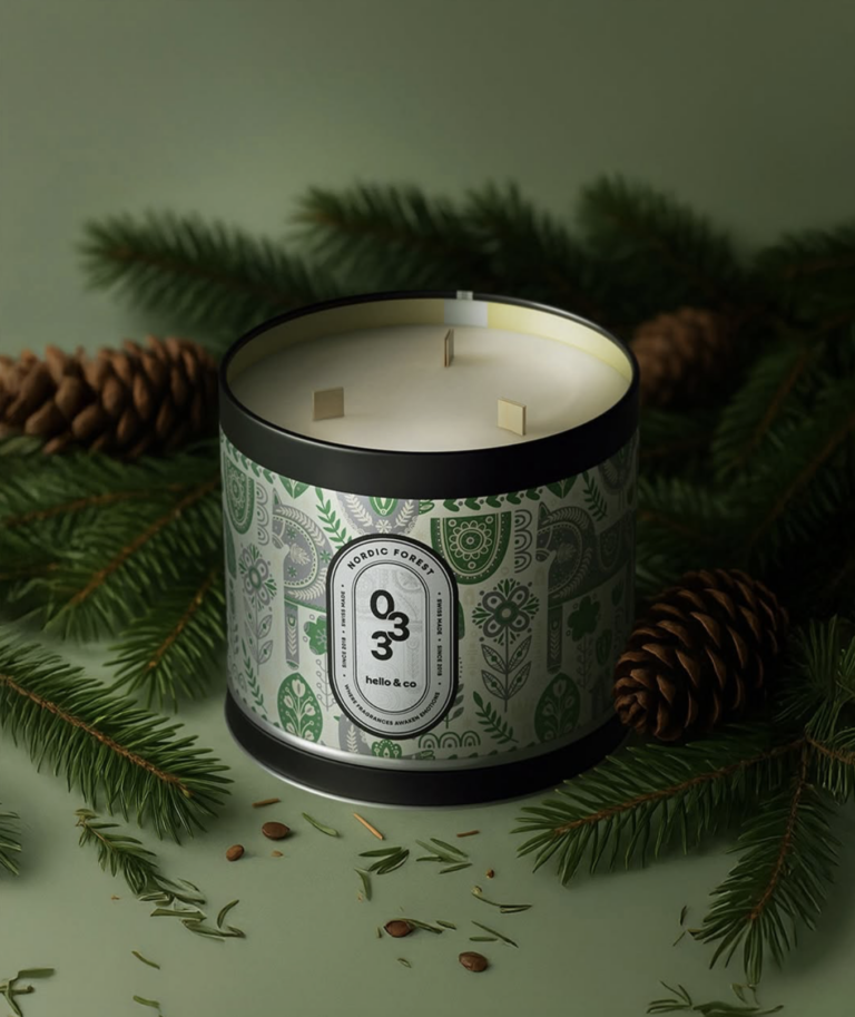 Nordic Forest scented candle HELLO CANDLE