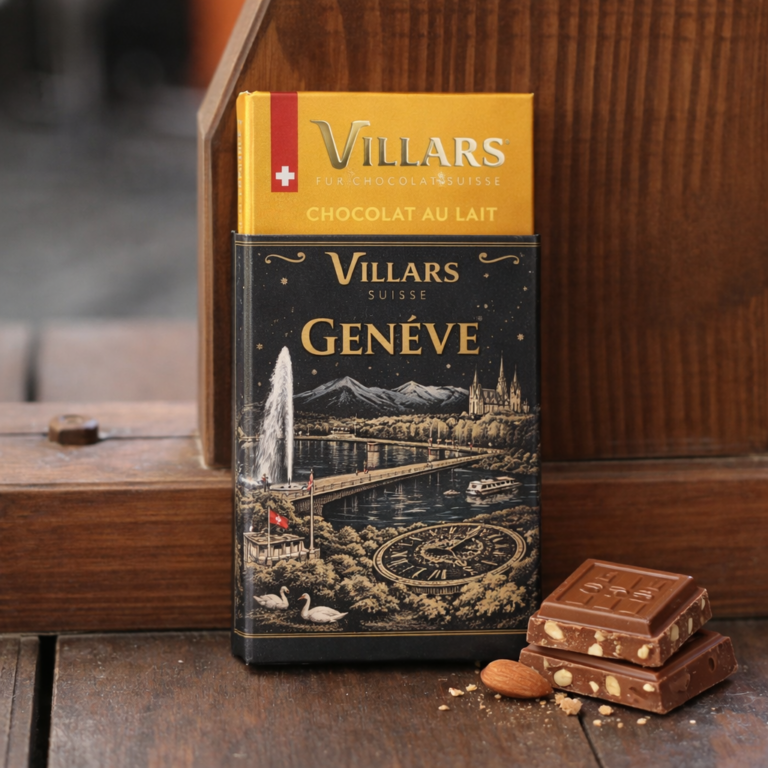 Large Villars milk chocolate bar with sleeve Swiss Made