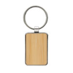 Porte-clés rectangle en alliage de zinc RCS et bambou – Image 2
