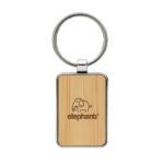 Porte-clés rectangle en alliage de zinc RCS et bambou – Image 6