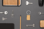 Porte-clés rectangle en alliage de zinc RCS et bambou – Image 8