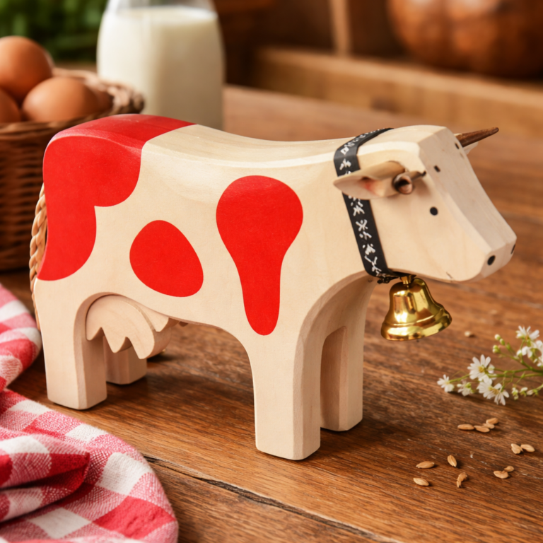 Trauffer Vache rouge avec cloche Swiss Made
